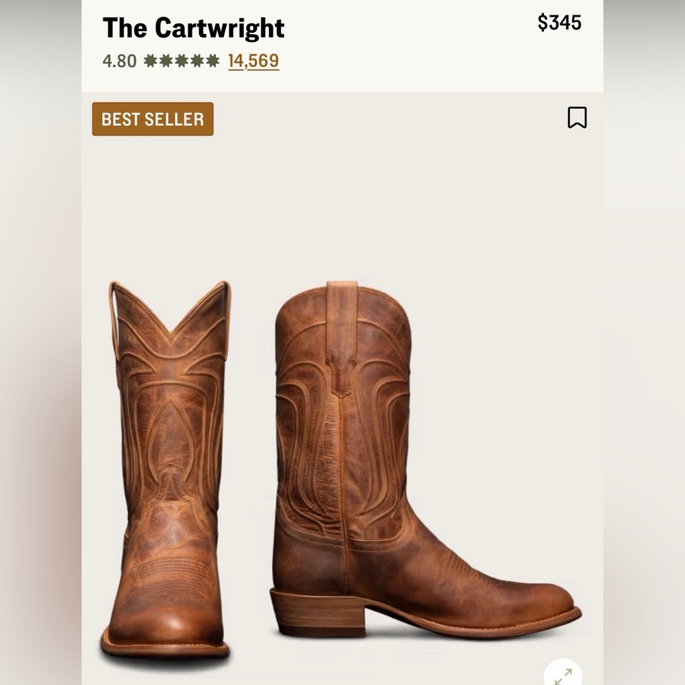 Tecovas Cartwright Scotch Goat Tan Leather Western Boots
